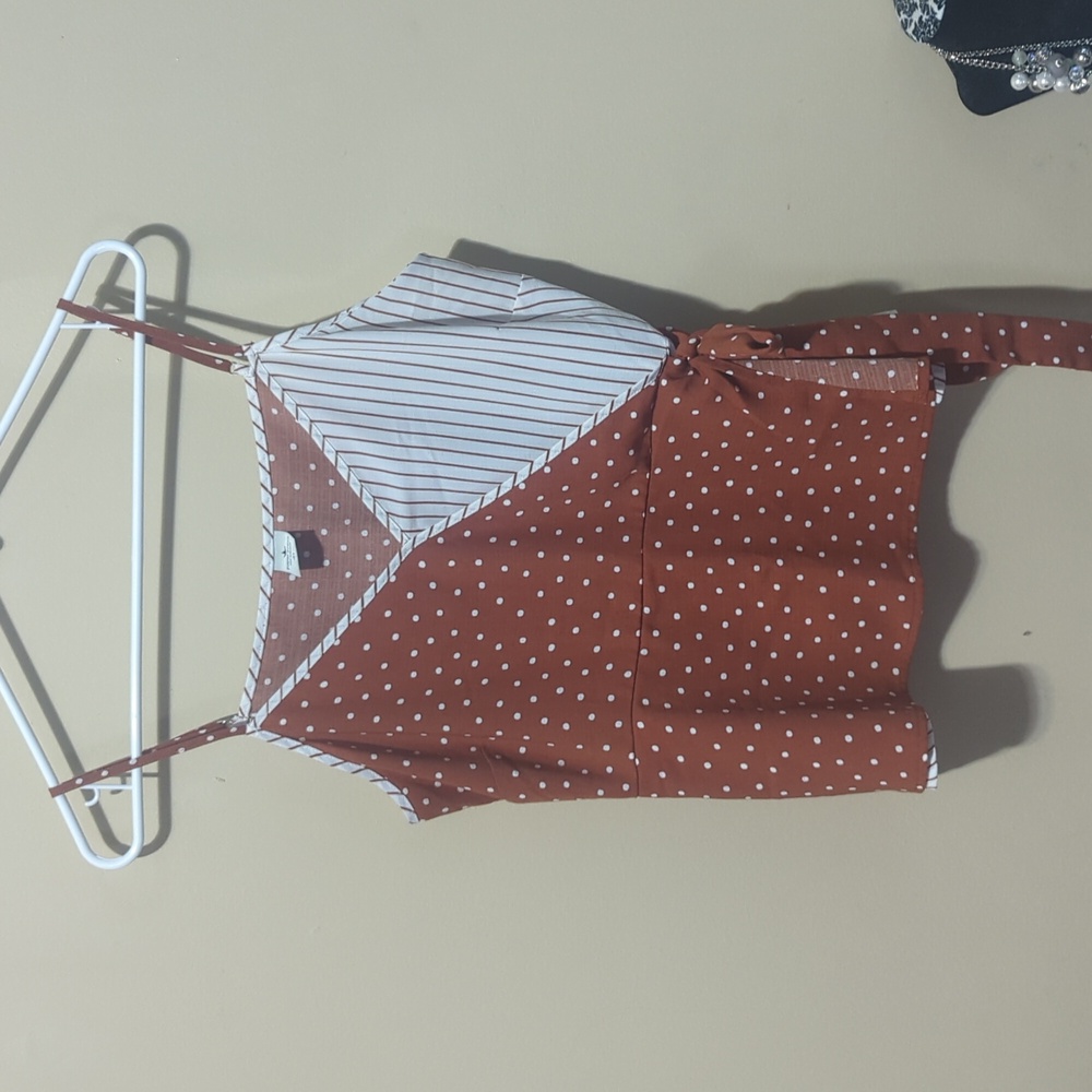 Paper crane faux wrap polka dot top size large
